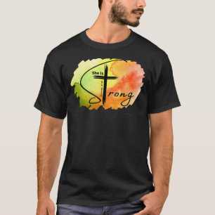 Camiseta Proverbios 3125 Ella es una fuerte Biblia de la Ig
