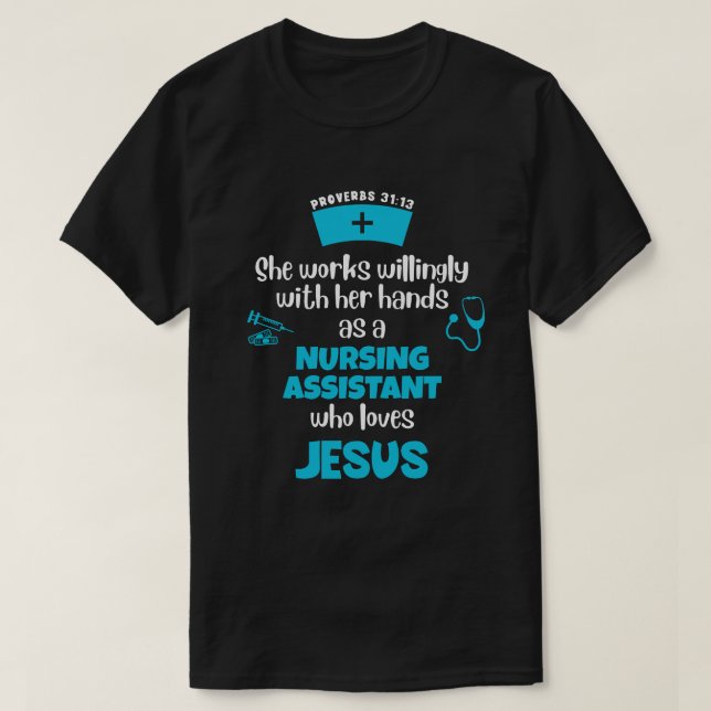 Camiseta Proverbios 31 AYUDANTE DE ENFERMERÍA CRISTIANA (Diseño del anverso)