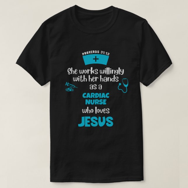Camiseta Proverbios 31 ENFERMERA CARDIACA CRISTIANA (Diseño del anverso)