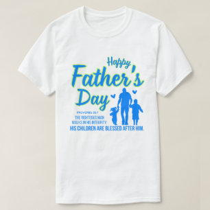 Camiseta Proverbios del Día del Padre Feliz Azul Cristiano 