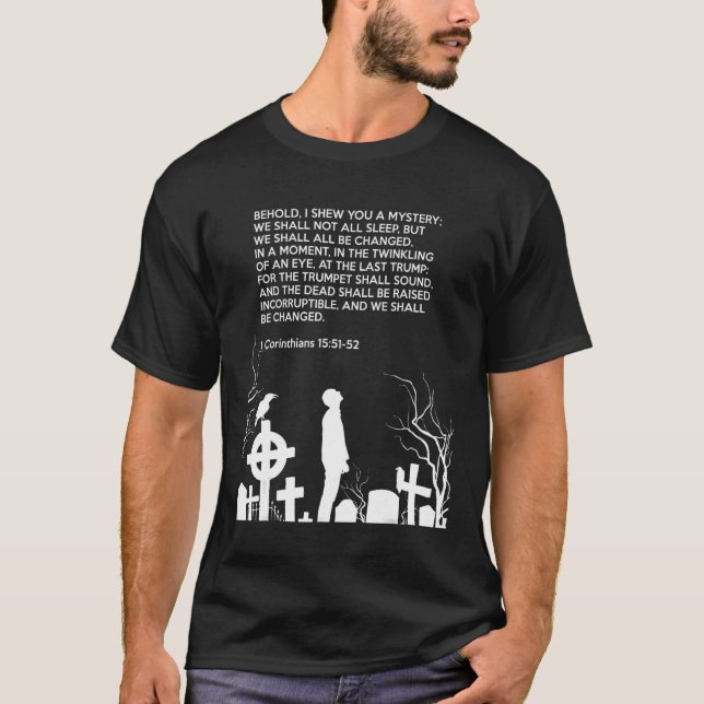 Camiseta proverbs bible study 1 Corinthians 15 51 52 (Anverso)