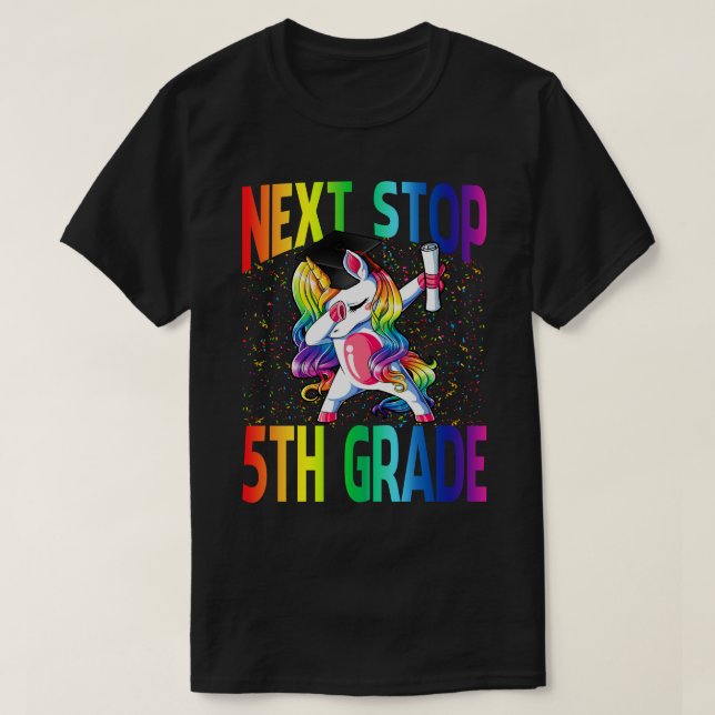 Camiseta Próxima parada de 5º grado Unicornio (Diseño del anverso)