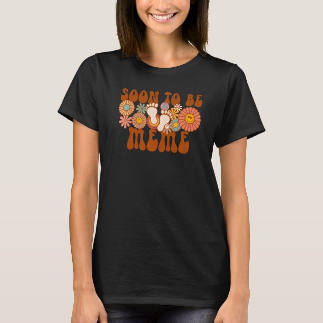 Camiseta Próximamente Meme Groovy Pregnancy Anuncio De Géne (Anverso)