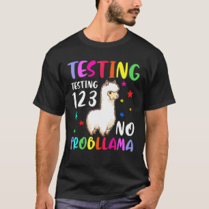Camiseta Prueba 1 2 3 No Probllama Escolar Exam Llama
