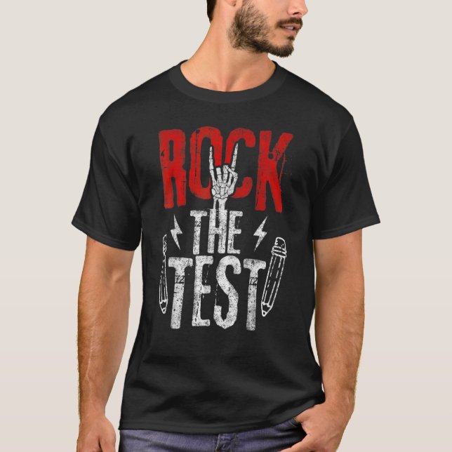 Camiseta Prueba de examen de Rótulo manual de Rock metaliza (Anverso)