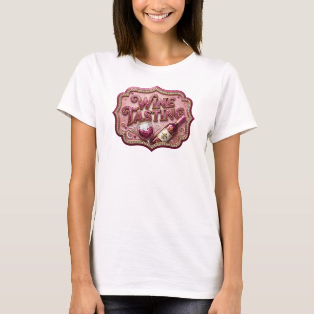 Camiseta Prueba de VINO Rosa Limpio Imprimir (Anverso)