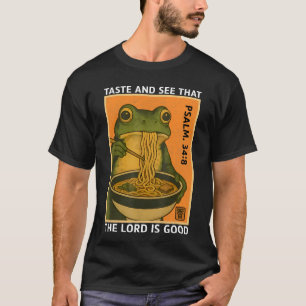 Camiseta Prueba Y Ver Salmo 34:8 Ramen De Rana Retro Divert