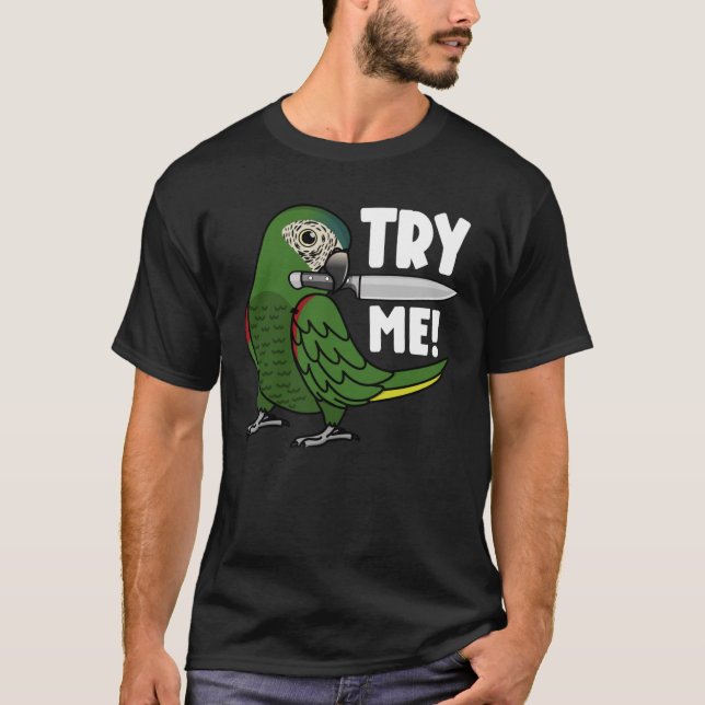 Camiseta Pruébame Loro Con Knife I Hahns Macaw (Anverso)