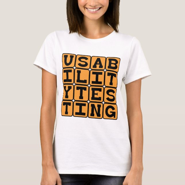 Camiseta Pruebas de usabilidad, pruebas de etapa beta (Anverso)