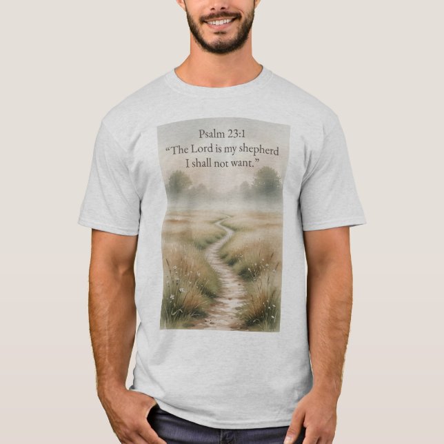 Camiseta Psalm 23:1 Bible Verse Christian Men's Tee Shirt (Anverso)