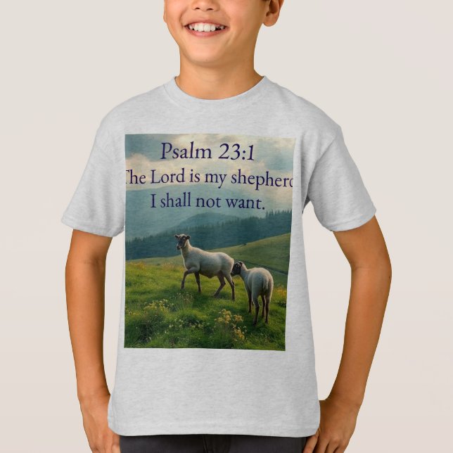 Camiseta Psalm 23:1 Bible Verse Kid's Tee Shirt (Anverso)