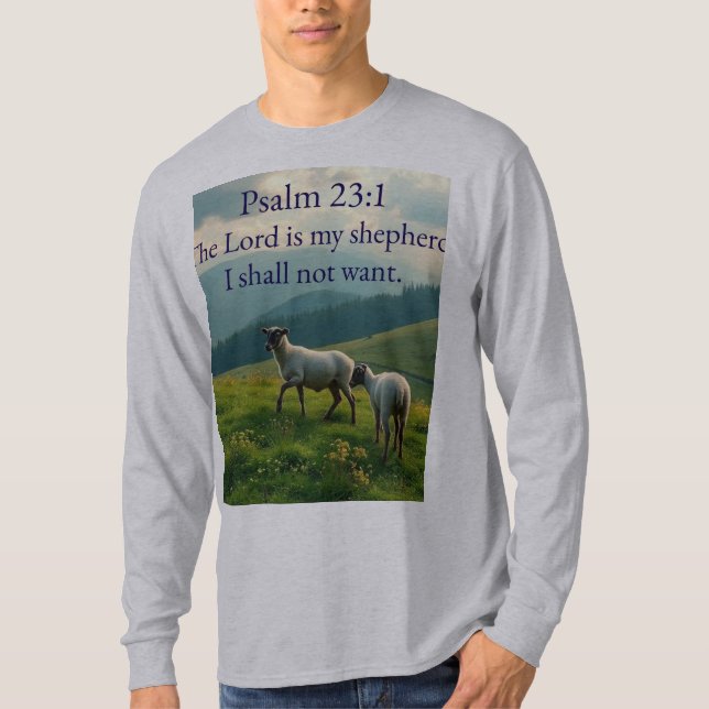 Camiseta Psalm 23:1 Bible Verse Men's Long Sleeve Tee  (Anverso)