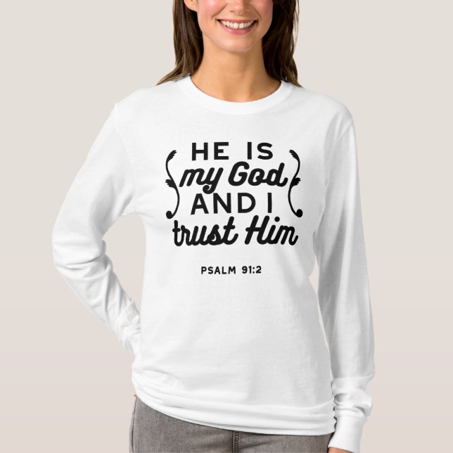 Camiseta Psalm 91:2 – Trust in God Christian Bible Verse (Anverso)