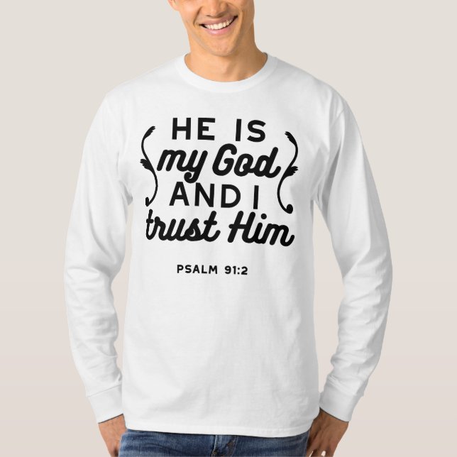 Camiseta Psalm 91:2 – Trust in God Christian Bible Verse (Anverso)