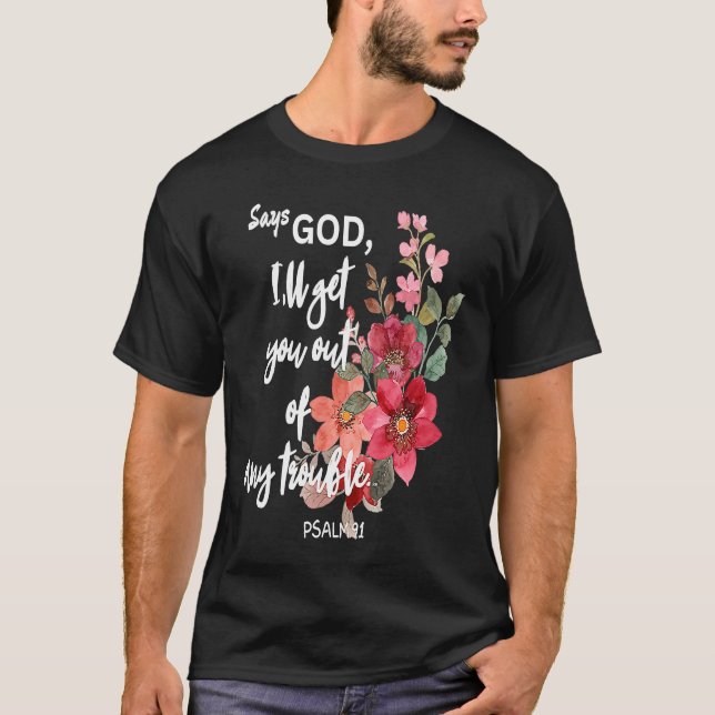 Camiseta PSALM 91 JESUS LOVE And PROTECTION Religious Chris (Anverso)