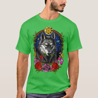 Camiseta Psicodelia Lobo Lobo Animal Moon Phases Fantasía