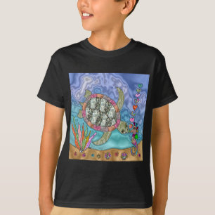 Camiseta Psicodelia Mar Turtle Seahorse Art