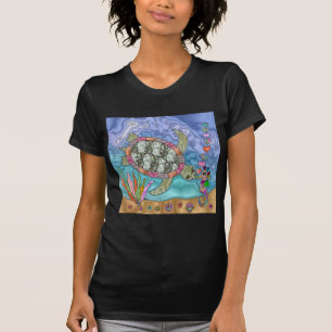 Camiseta Psicodelia Mar Turtle Seahorse Art
