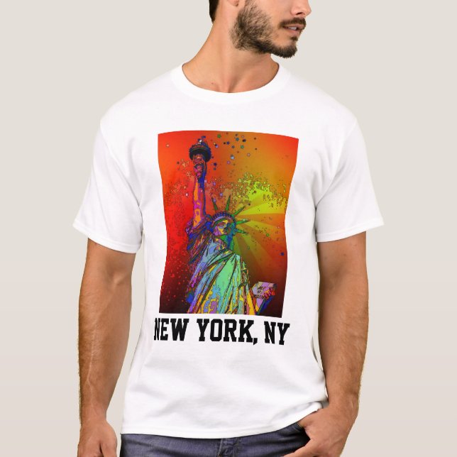 Camiseta Psicodelia NYC Arcoiris Estatua de la Libertad 1R (Anverso)
