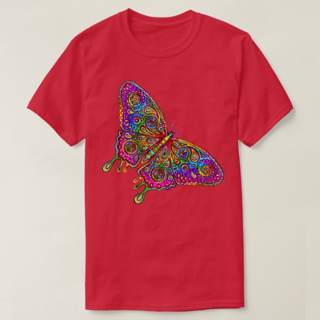 Camiseta Psicodelia Paisley Rainbow Butterfly (Diseño del anverso)