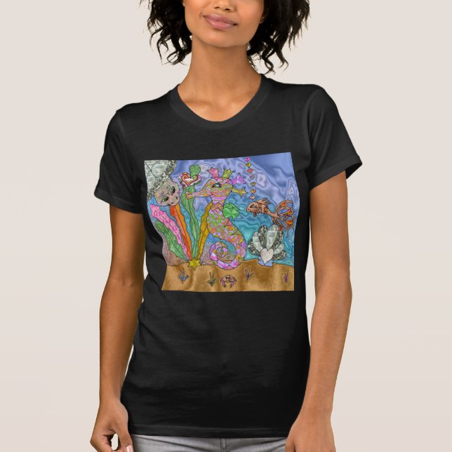 Camiseta Psicodelia Seahorse Sea Turtle Art (Anverso)