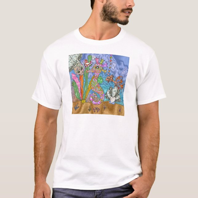 Camiseta Psicodelia Seahorse Sea Turtle Art (Anverso)
