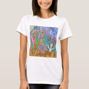 Camiseta Psicodelia Seahorse Sea Turtle Art