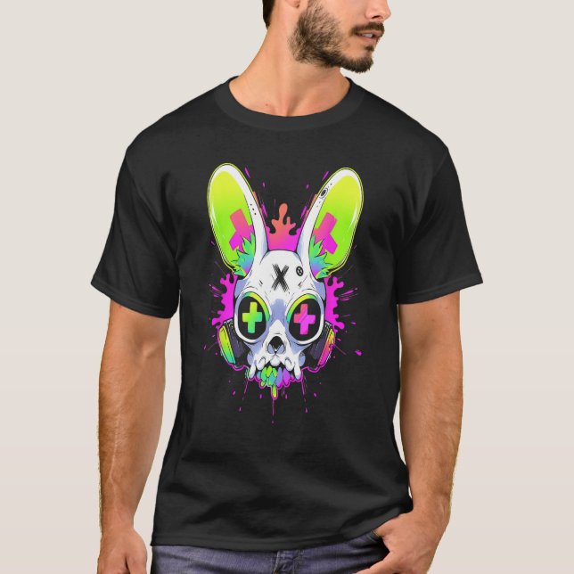 Camiseta Psicodelia Techno Rabbit Rave EDM Punk Grunge Aes (Anverso)