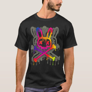 Camiseta Psicodelia Un Cráneo De Tejido De Conejo Y Hueso C