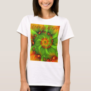 Camiseta Psicodelic Colorful Moderno Resumen Texto fractal