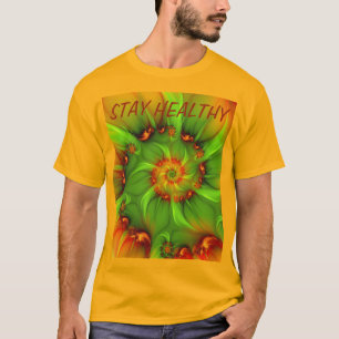 Camiseta Psicodelic Colorful Moderno Resumen Texto fractal