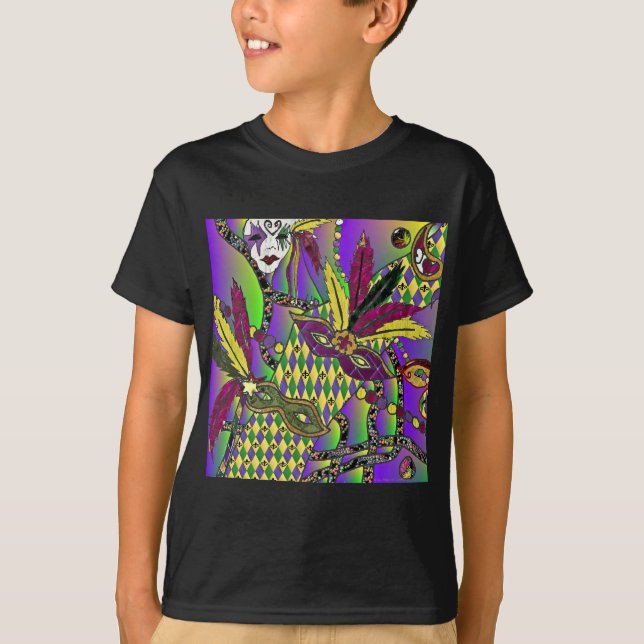 Camiseta Psicodelic Mardi Gras Feather Mask Gifts Appartal (Anverso)
