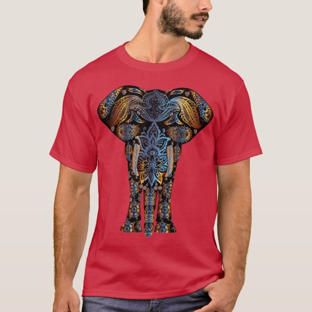camiseta psicodélica colorida del elefante de la (Anverso)
