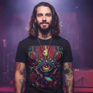 Camiseta psicodélica de arte visionario Flaming Ey