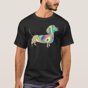Camiseta Psicodélico de tinte Dachshund Wiener Perro Arcoir