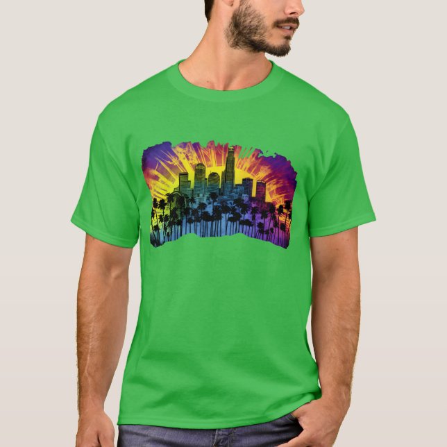 Camiseta Psicodélico Los Ángeles Un paisaje urbano surreali (Anverso)