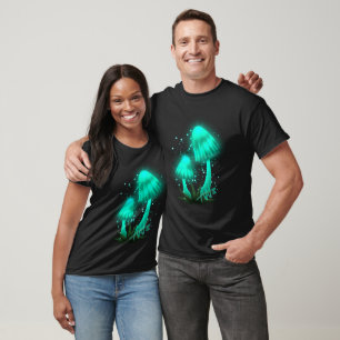Camiseta Psicodélico Tapón de pixie Gopando champiñón cian