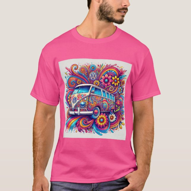 Camiseta Psicodélico viaje por carretera de VW (Anverso)