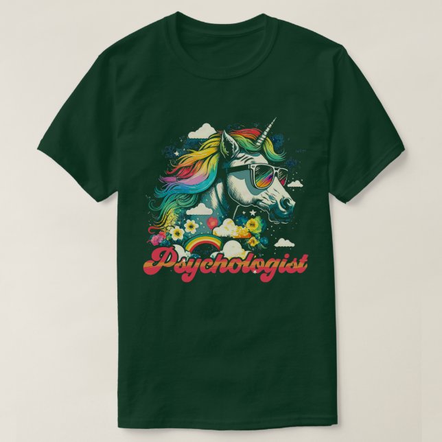 Camiseta Psicólogo de Rainbow Unicorn (Diseño del anverso)
