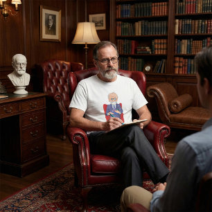 Camiseta Psicólogo en traje con tablilla de Notepad