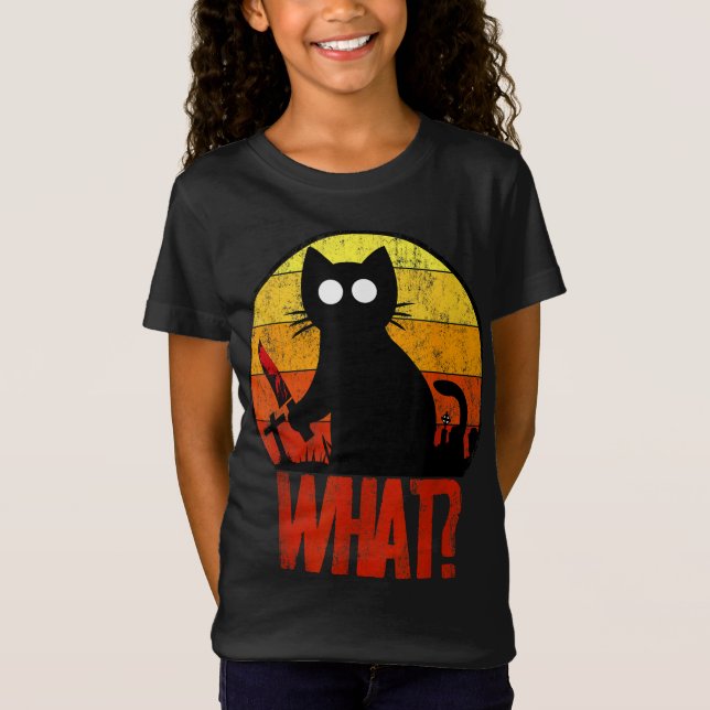 Camiseta Psicópica negra asesina a un gato cutáneo de lo qu (Anverso)