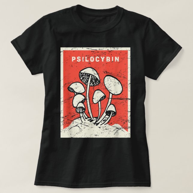 Camiseta Psilocybin Retro Setas Psicodélicas Mágicas (Diseño del anverso)
