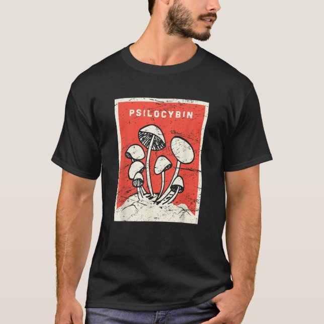 Camiseta Psilocybin T Shirt Retro Psicodelic Magic Mushroo (Anverso)