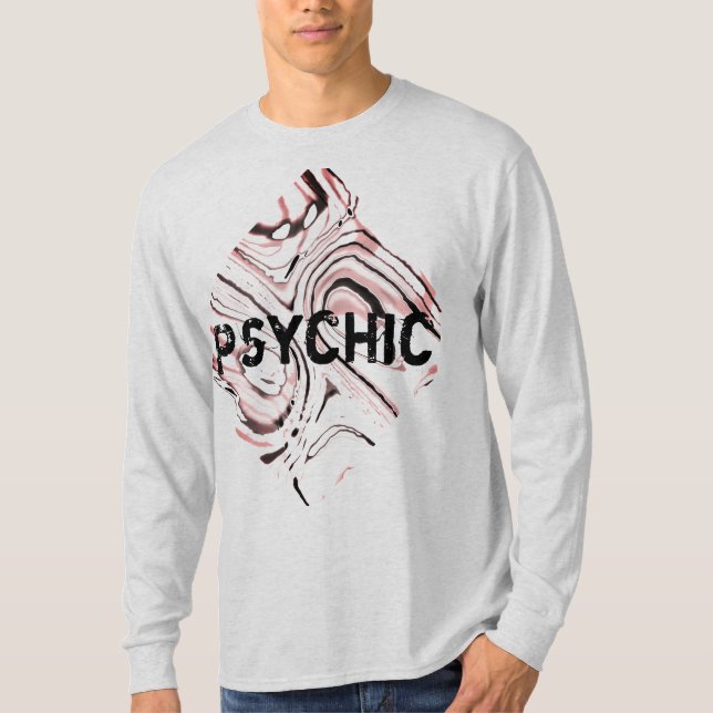 Camiseta "Psíquico" sobre diseño de arte abstracto rosado n (Anverso)
