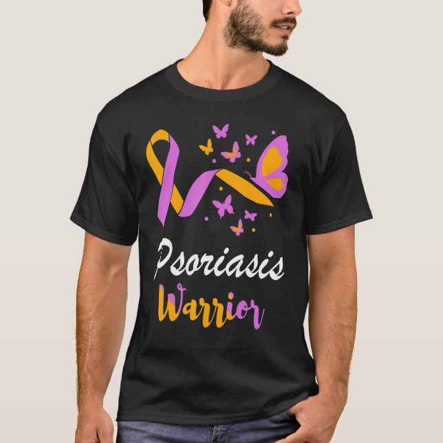 Camiseta Psoriasis Warrior Butterfly Support Lavender & Ora (Anverso)