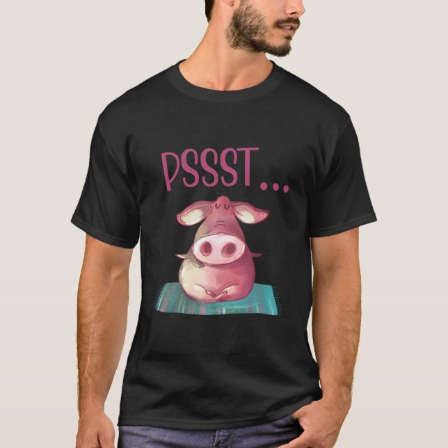 Camiseta Pssst Yoga Pig Cute Sow Haciendo Yoga (Anverso)