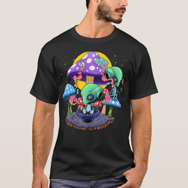 Camiseta Psychedelic Alien Mushroom Nostalgia Groovy Vibe H (Anverso)