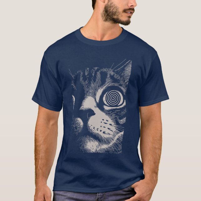 Camiseta Psychedelic Cat Gothic Art Funny Cat Gifts For Men (Anverso)
