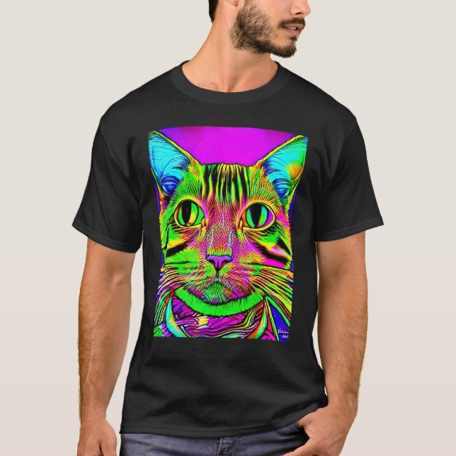 Camiseta Psychedelic Kitty Kitten Lover In Cat Art Style (Anverso)
