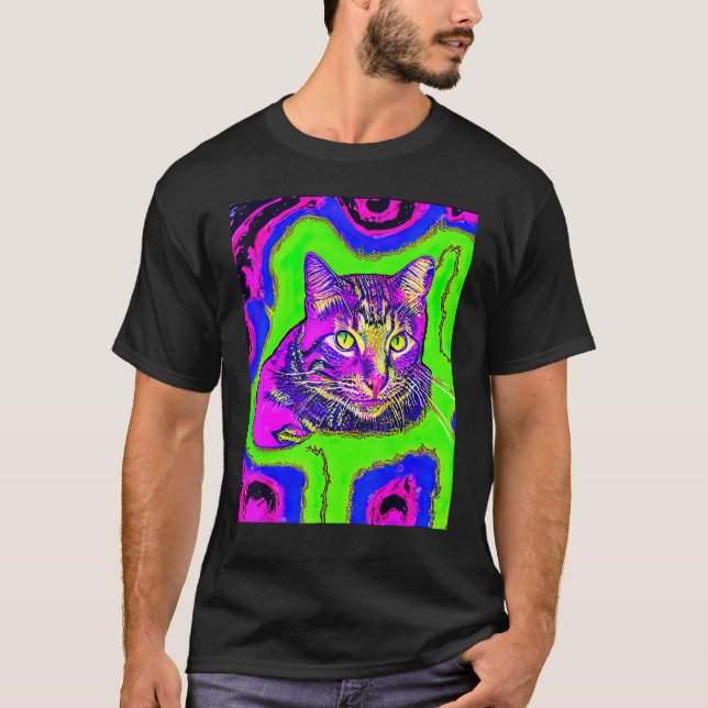 Camiseta Psychedelic Kitty Kitten Lover In Cat Art Style_1 (Anverso)